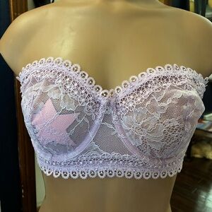 NWT Victoria's Secret Light Purple Lace Strapless Bra Size 34 DD